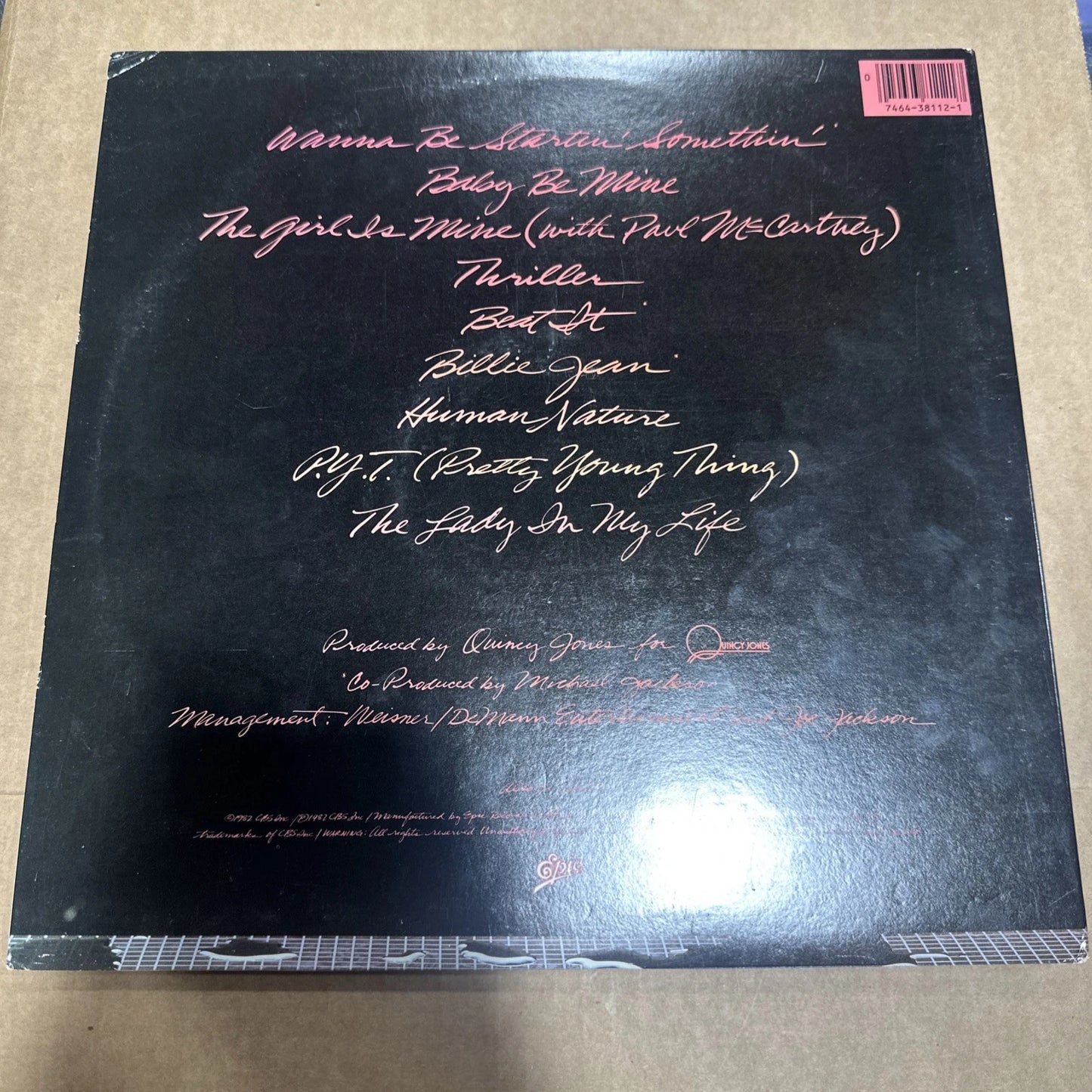 MICHAEL JACKSON THRILLER-RARE ERROR VINYL RECORD QE 38112 1st PRESS 3aa 2df