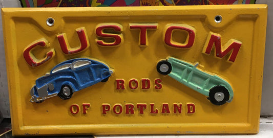Custom Rods Of Portland Car Club Plaque Vintage