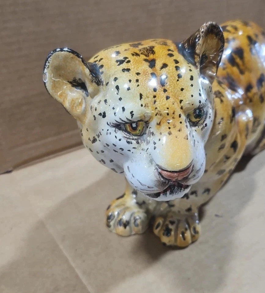 Mid Century Made In Italy Leopard Bengal Cat 20" 104/M Rare Vintage 1970's