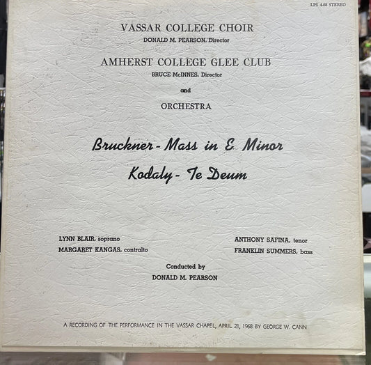 Vassar College Choir Donald Pearson, Amherst College Glee Club and Orchestra LP