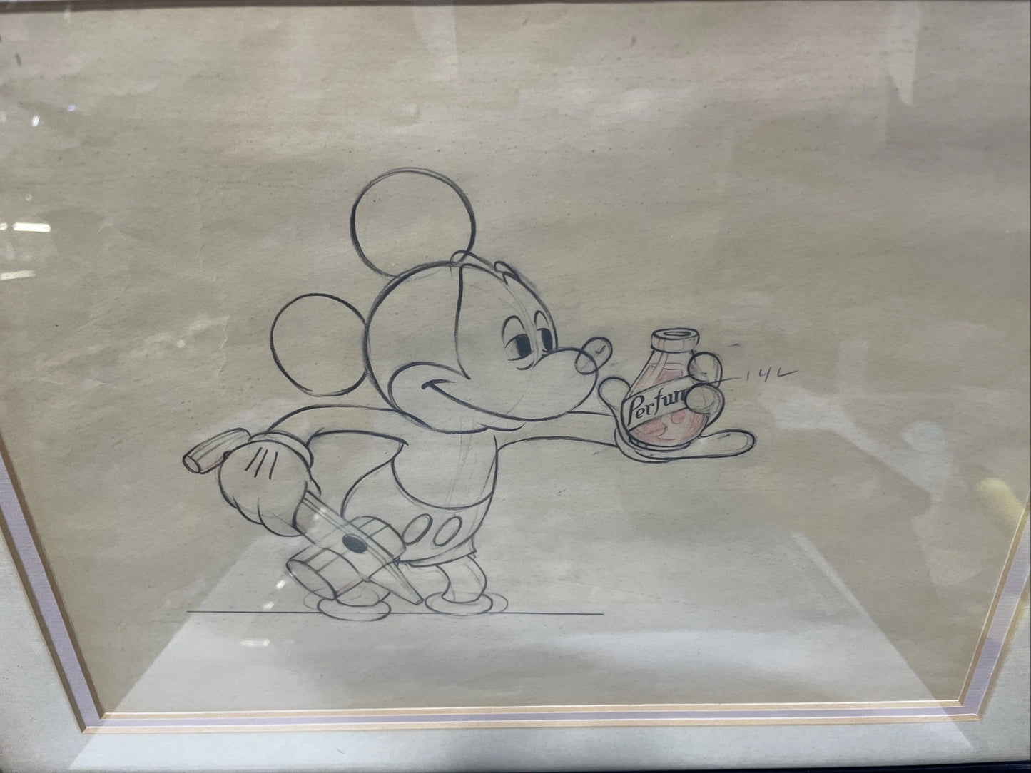 Original Animated Pencil Drawing Of Mickey Mouse From SOCIETY DOG SHOW 1939 COA