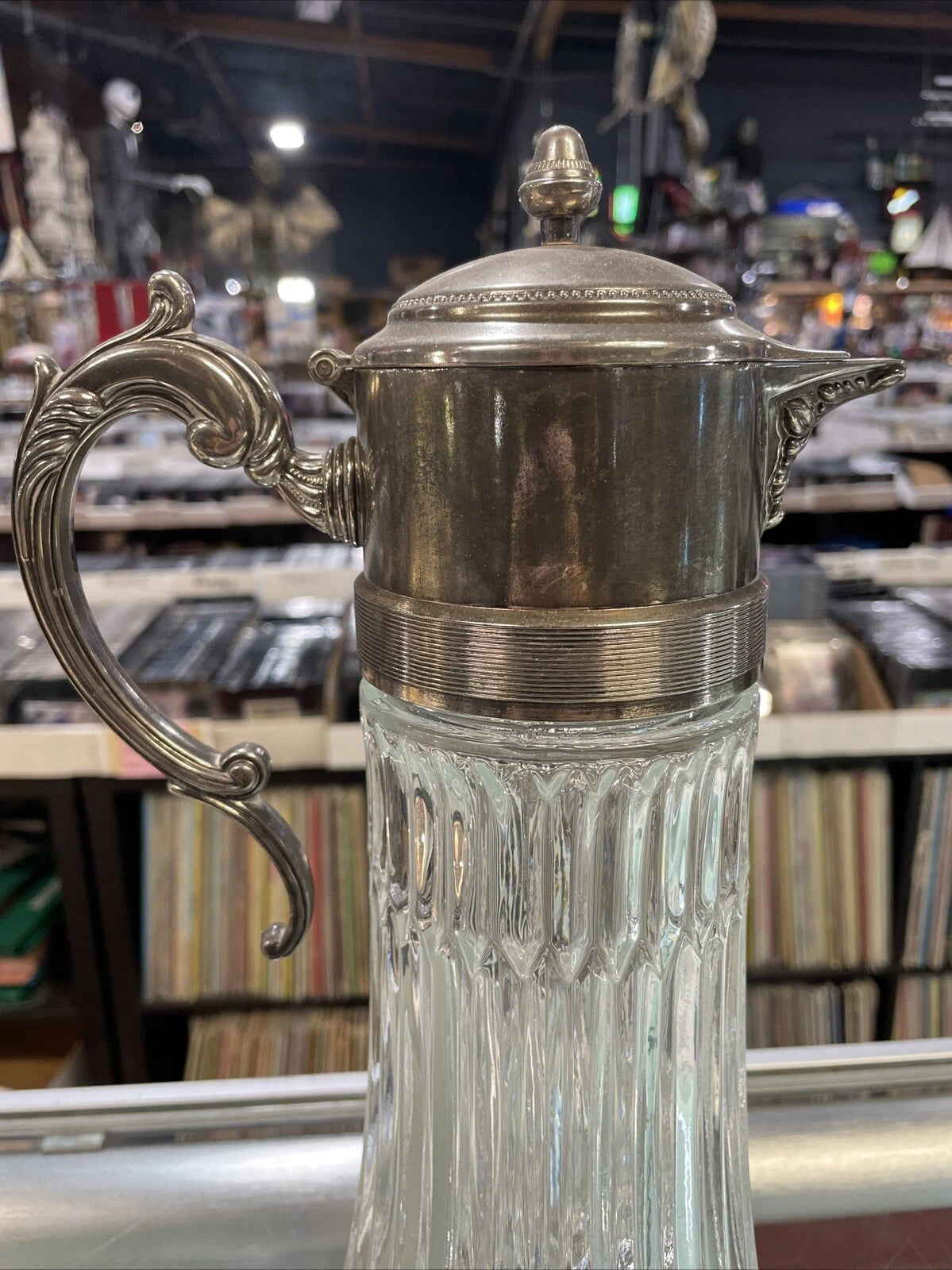 SILVERPLATE GLASS VICTORIAN PITCHER
