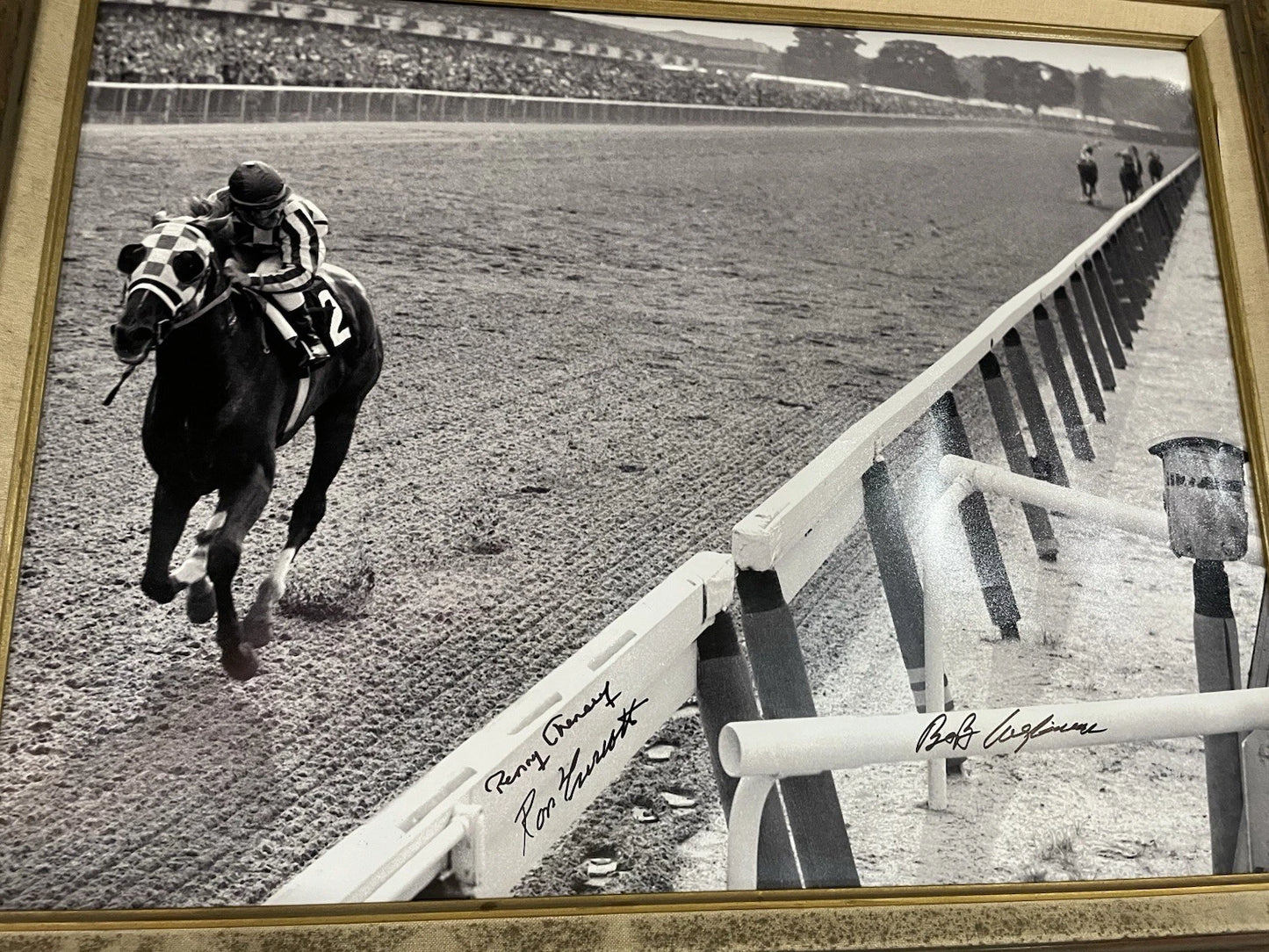 SECRETARIAT BRONZE FUND PRINT AUTOGRAPHED BY PENNY C. RON T. & BOB