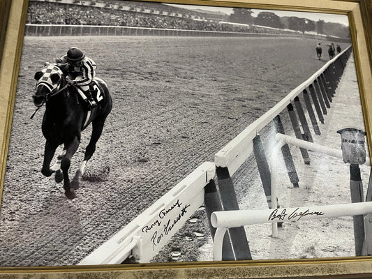 SECRETARIAT BRONZE FUND PRINT AUTOGRAPHED BY PENNY C. RON T. & BOB