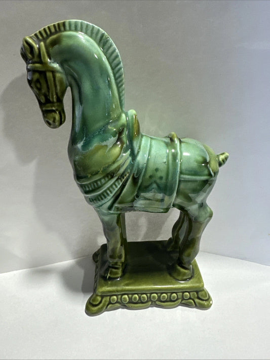Vintage Norleans Japan Ceramic Trojan Horse Majolica Glaze 7" Tall