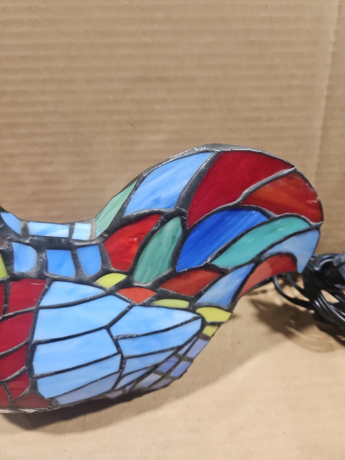 Vintage Tiffany Style Stained Glass Chicken Rooster Lamp Farmhouse Works