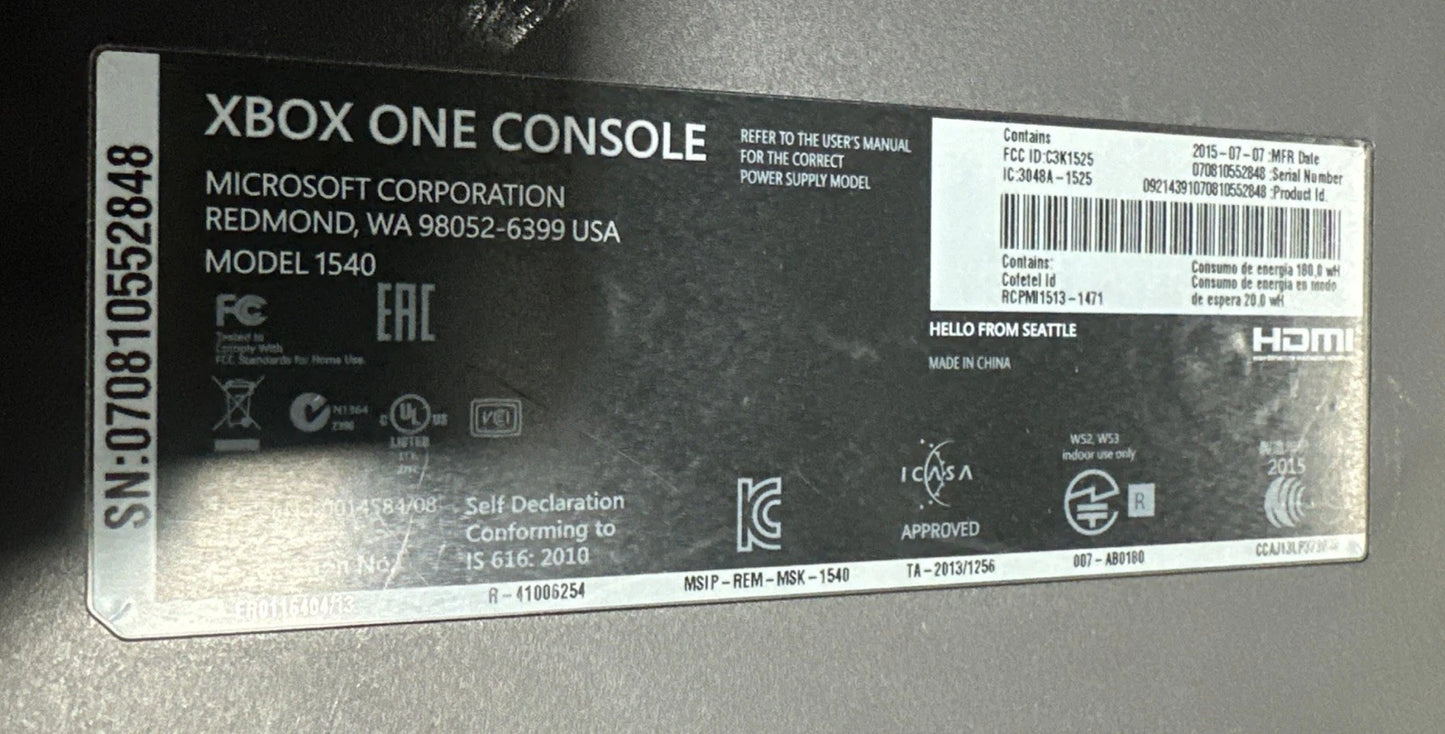 Microsoft Xbox One Forza 6 Edition Blue CONSOLE ONLY & No Power Cord