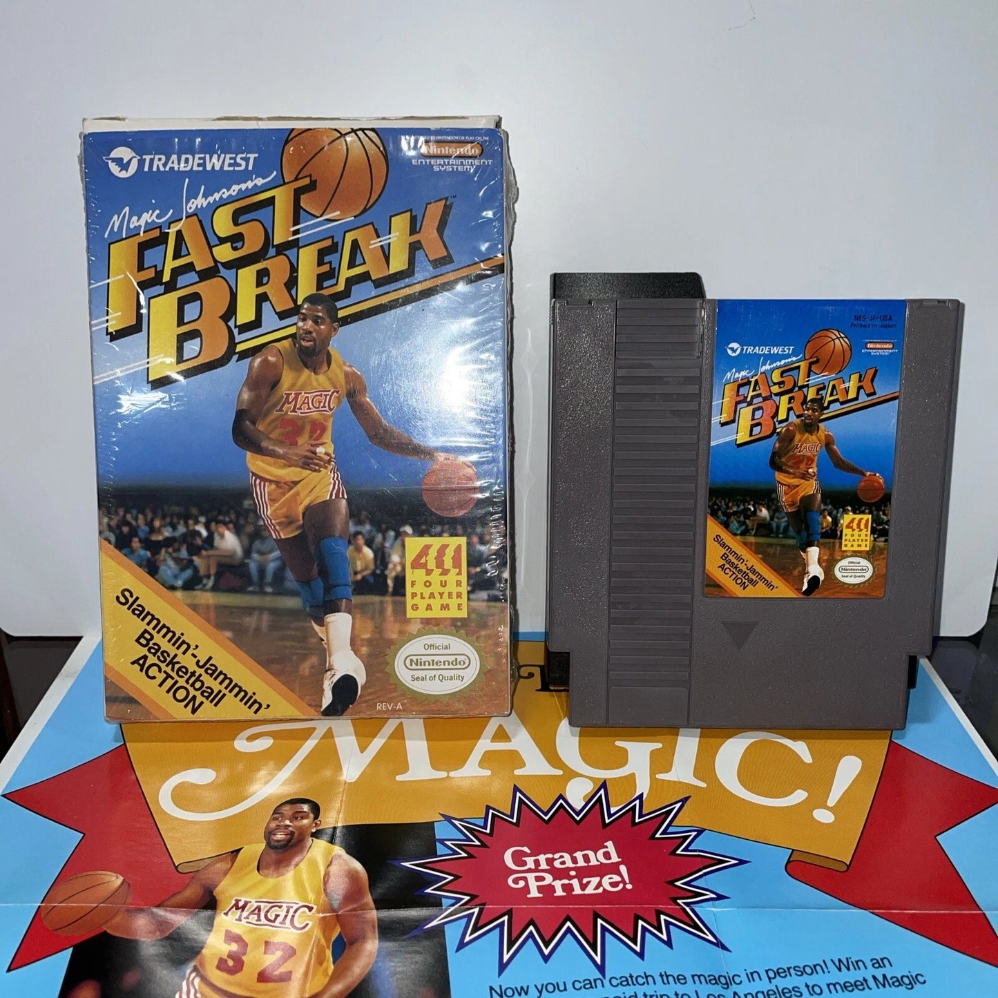 Magic Johnson's Fast Break (Nintendo, NES 1990) CIB MINT CONDITION COMPLETE