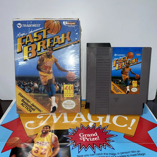 Magic Johnson's Fast Break (Nintendo, NES 1990) CIB MINT CONDITION COMPLETE