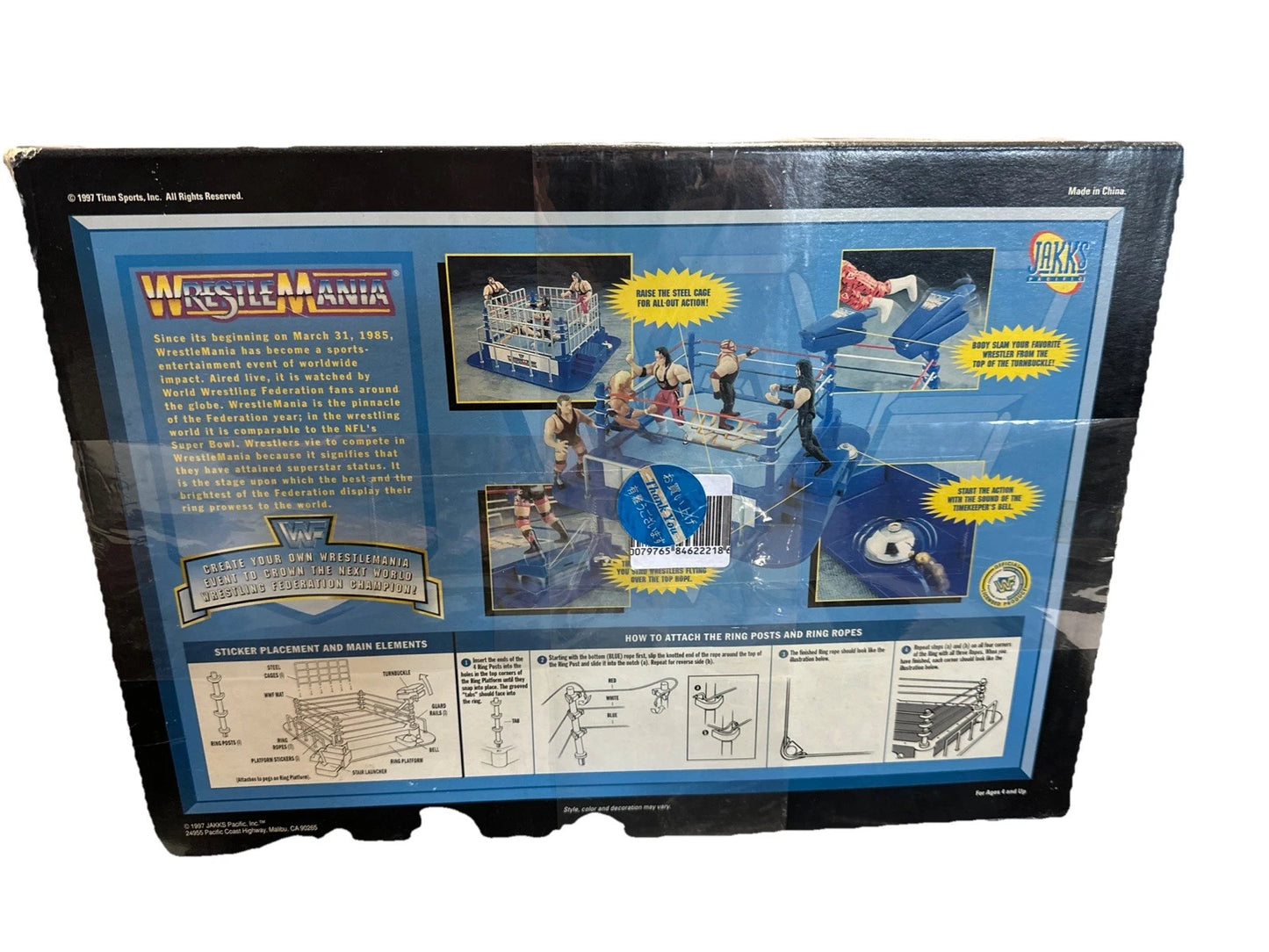 WWF/WWE Jakks Pacific 1997 Mini Wrestlemania Figures & Ring Set Vintage UNUSED