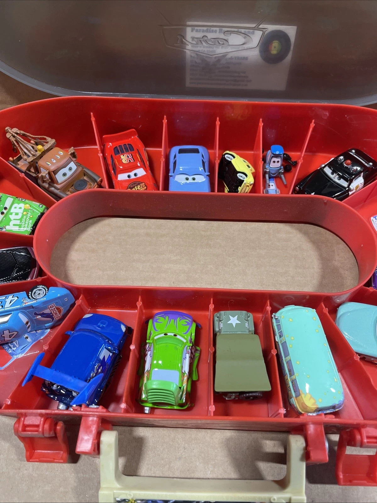 Disney Cars Race Case Track Carry Case Lot Of 15 Missing Doc Hudson Original Car