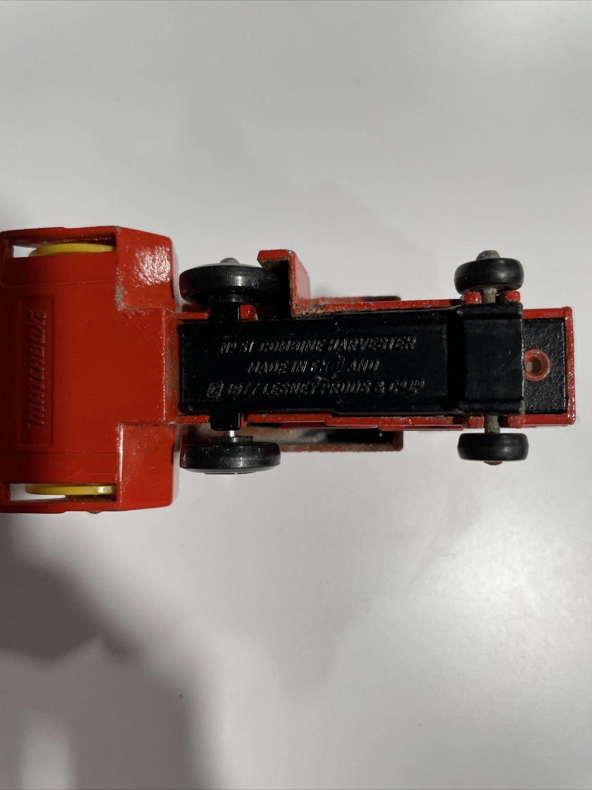 VINTAGE MATCHBOX NO. 51 COMBINE HARVESTER, SUPERFAST VERSION, 1977 yellow wheels