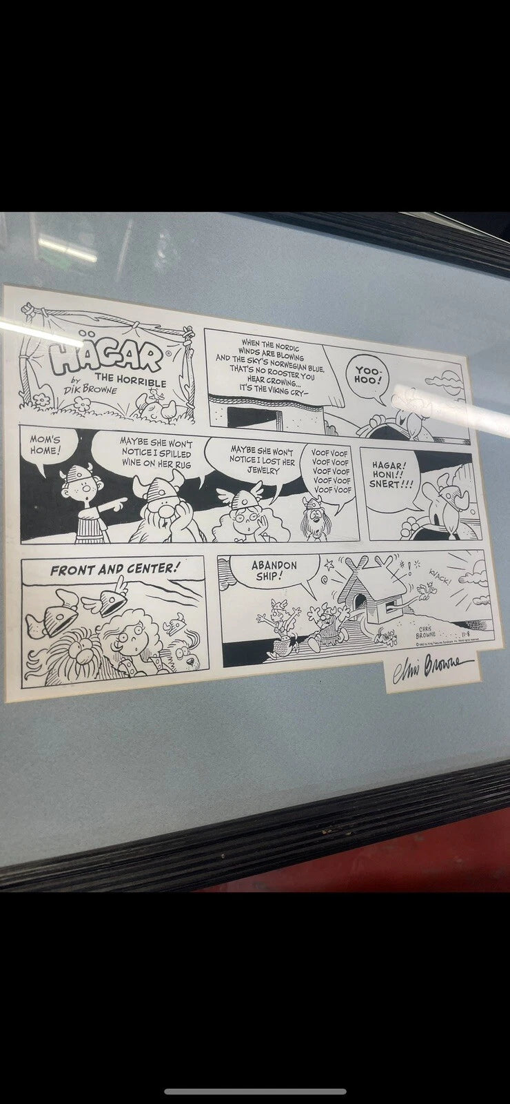 Hagar the Horrible Dik Browne Comic Strip Lithograph Sp Edition Autographed