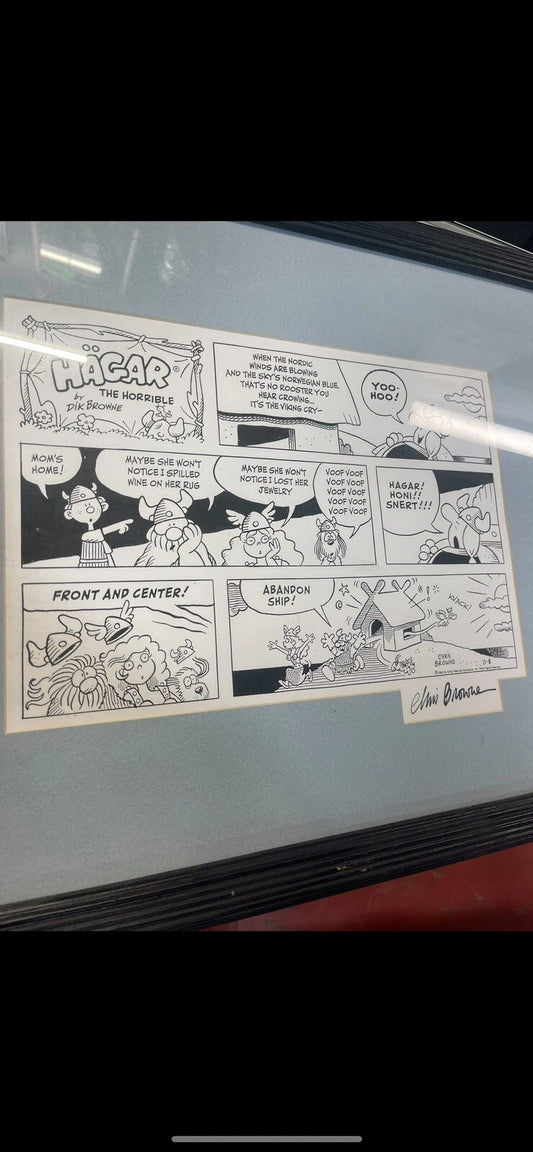 Hagar the Horrible Dik Browne Comic Strip Lithograph Sp Edition Autographed