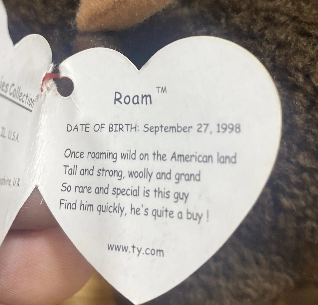 VERY RARE Ty Beanie Baby: Roam the Buffalo (Retired) 1998 With Tag Errors