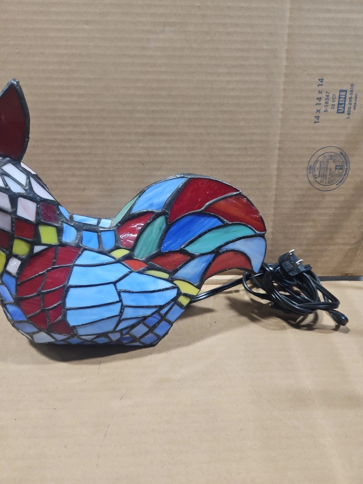Vintage Tiffany Style Stained Glass Chicken Rooster Lamp Farmhouse Works