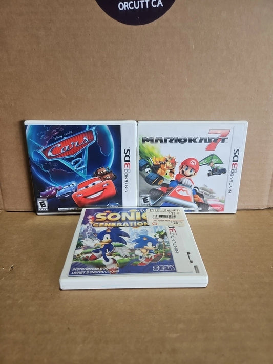 Nintendo 3DS EMPTY Case Lot Of 3 Mario Kart Cars 2 Sonic Generations