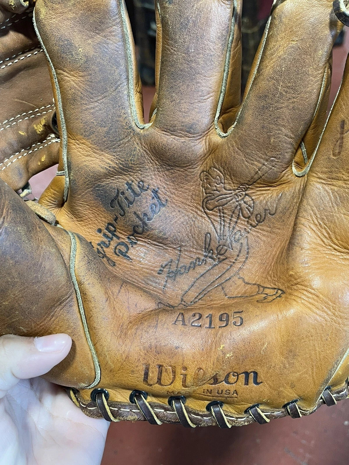 Vintage 1950s Wilson Leather Baseball Glove Mitt Hank Sauer Model