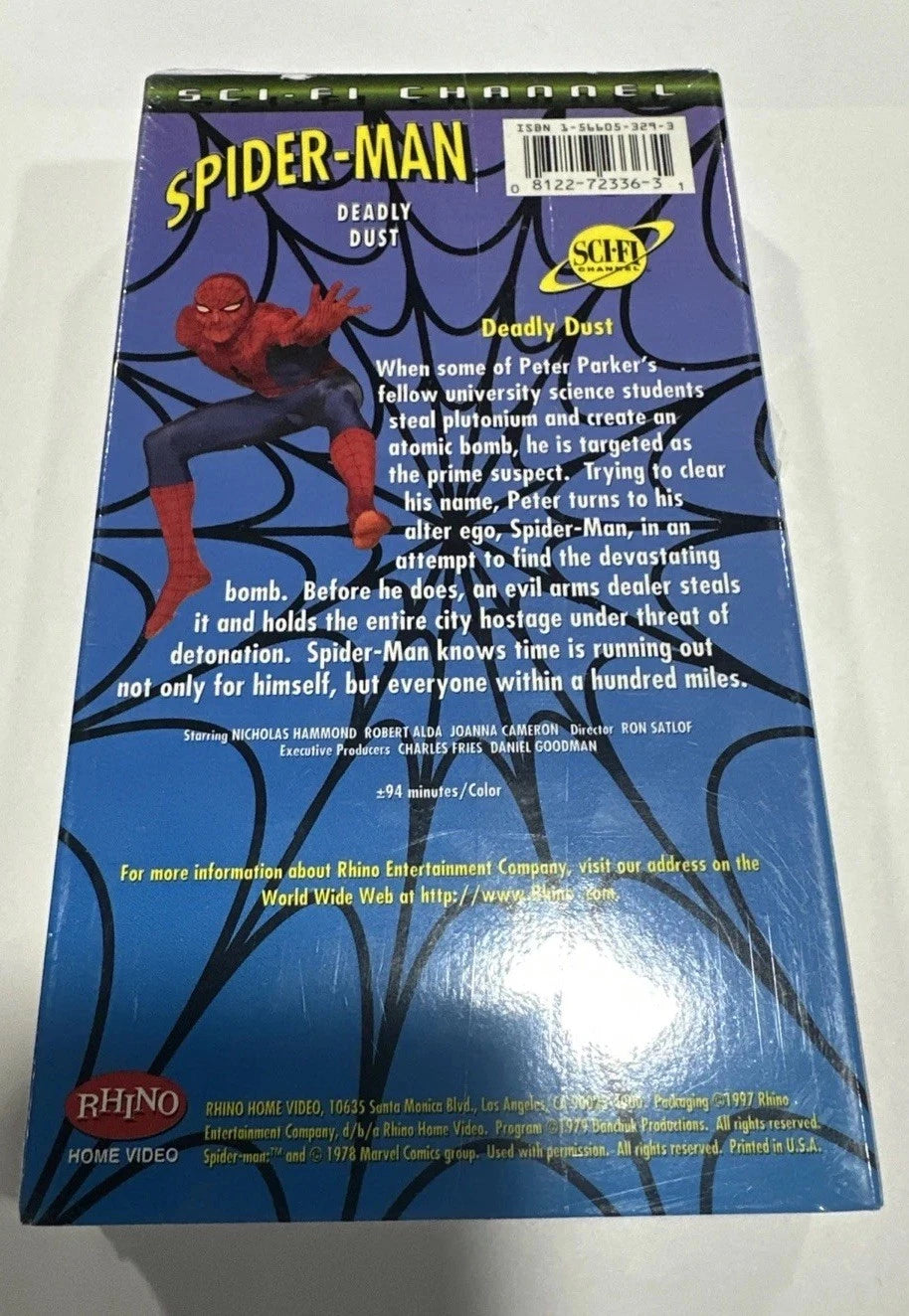 1997 Spider-Man Deadly Dust VHS Tape Live Action Sci-Fi Channel Rhino SEALED