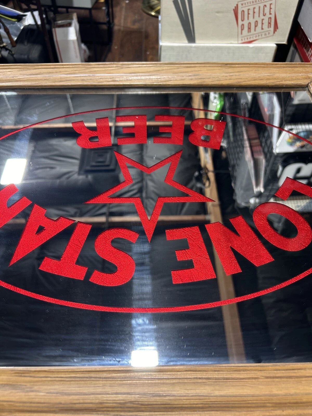 Lone Star Beer Mirror Glass Sign 20 1/2” x 25”