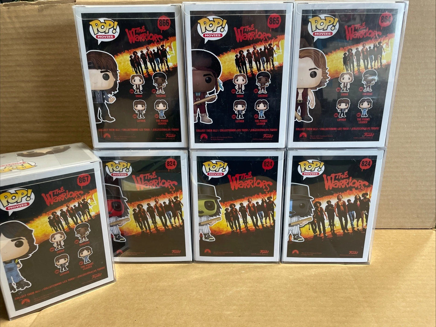 Funko Pop! The Warriors Movie Complete Set Lot Of 7 W Protectors & Case