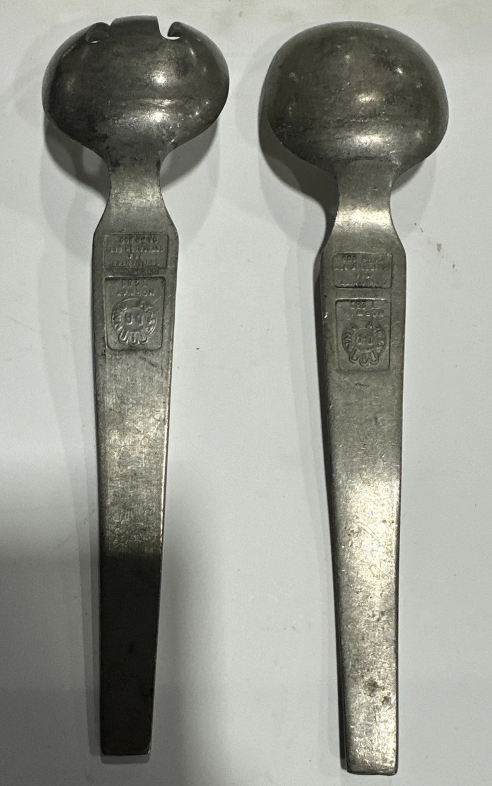 Vtg Stopt Tinn Norway Pewter Oseberg David Andersen Serving Spoons Viking Ship