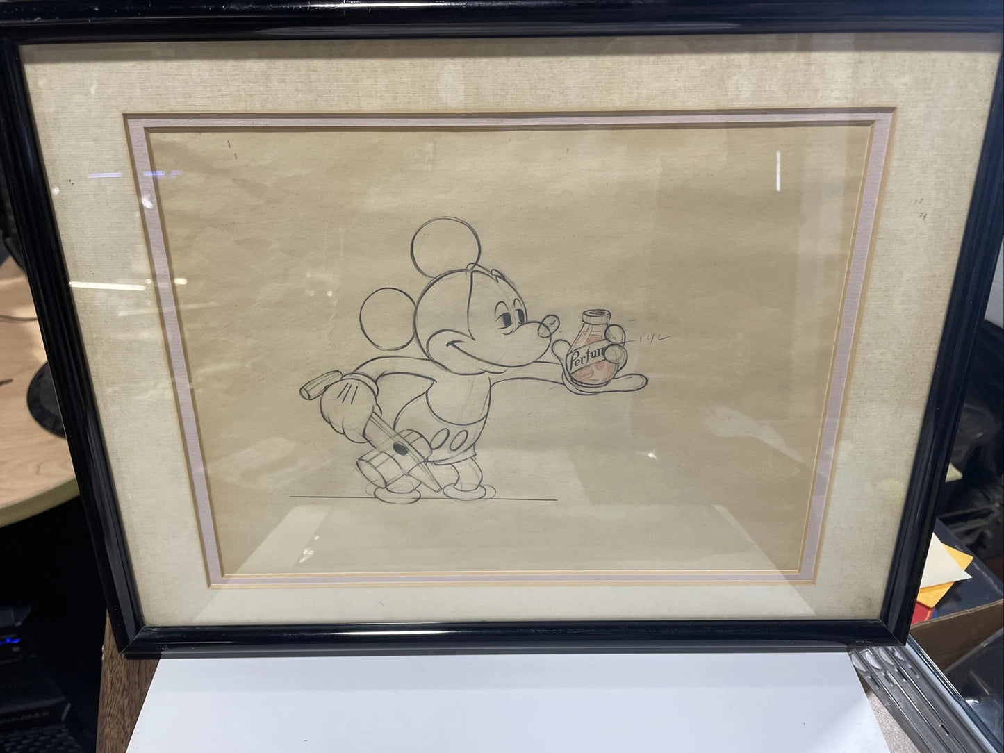 Original Animated Pencil Drawing Of Mickey Mouse From SOCIETY DOG SHOW 1939 COA