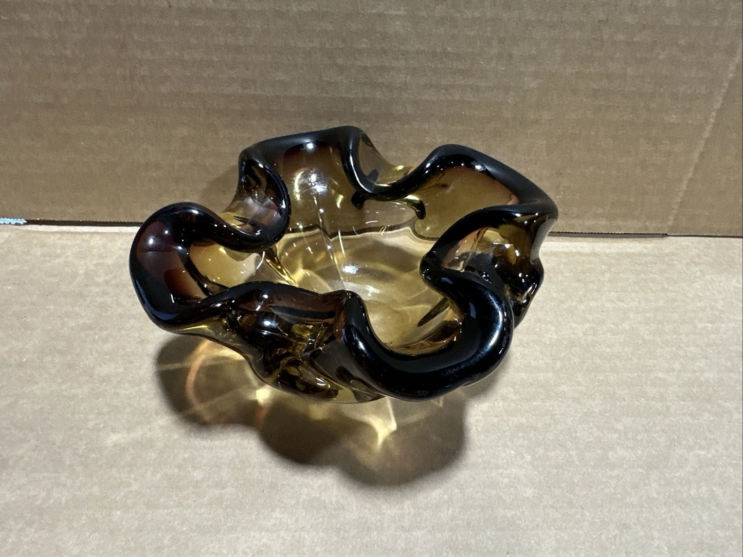 Possible Murano Art Glass 2 Tone Brown Sommerso Ashtray Bowl