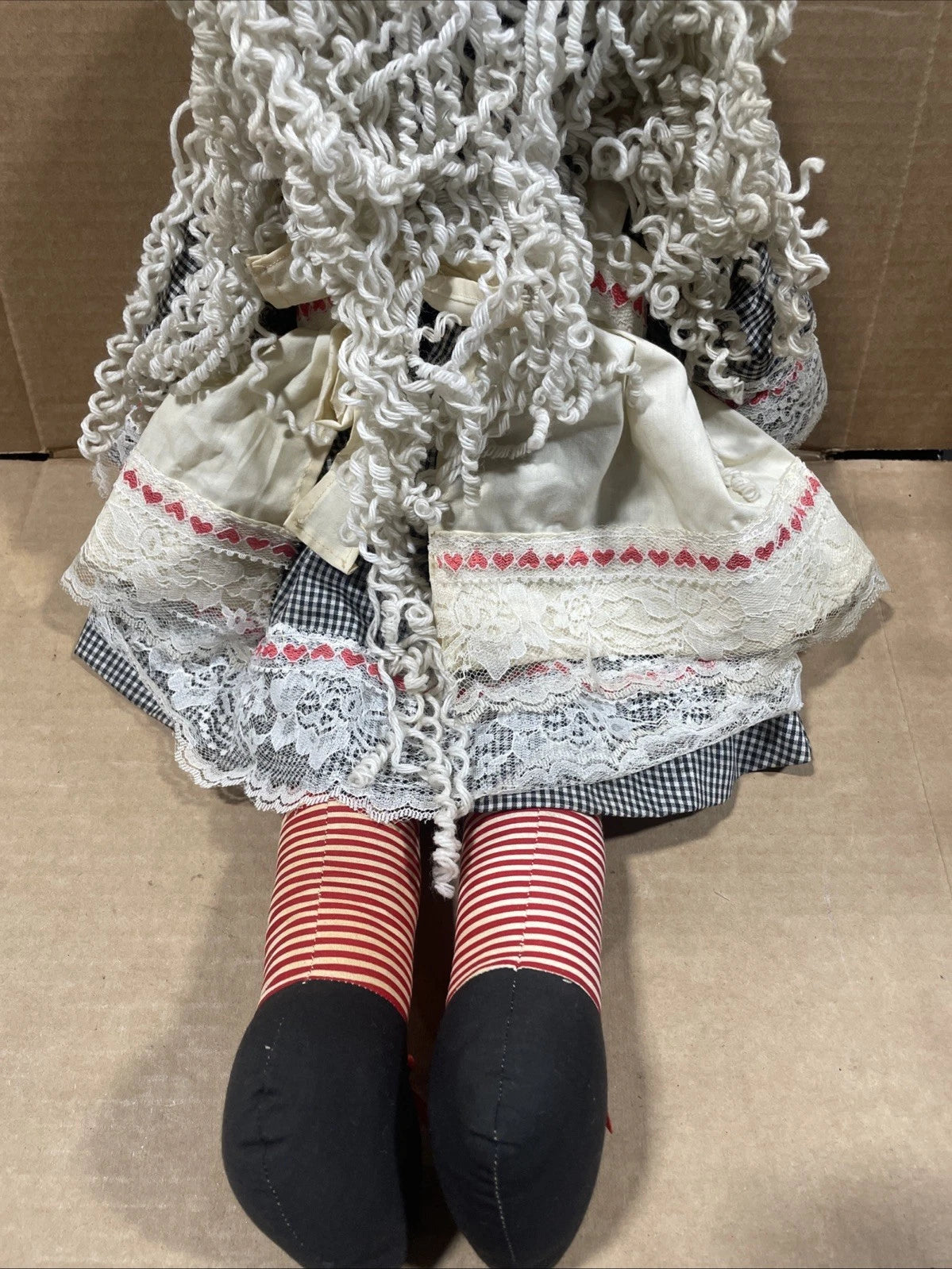 Large Vintage African American Folk Art Rag Doll, 24” Lot Of 2