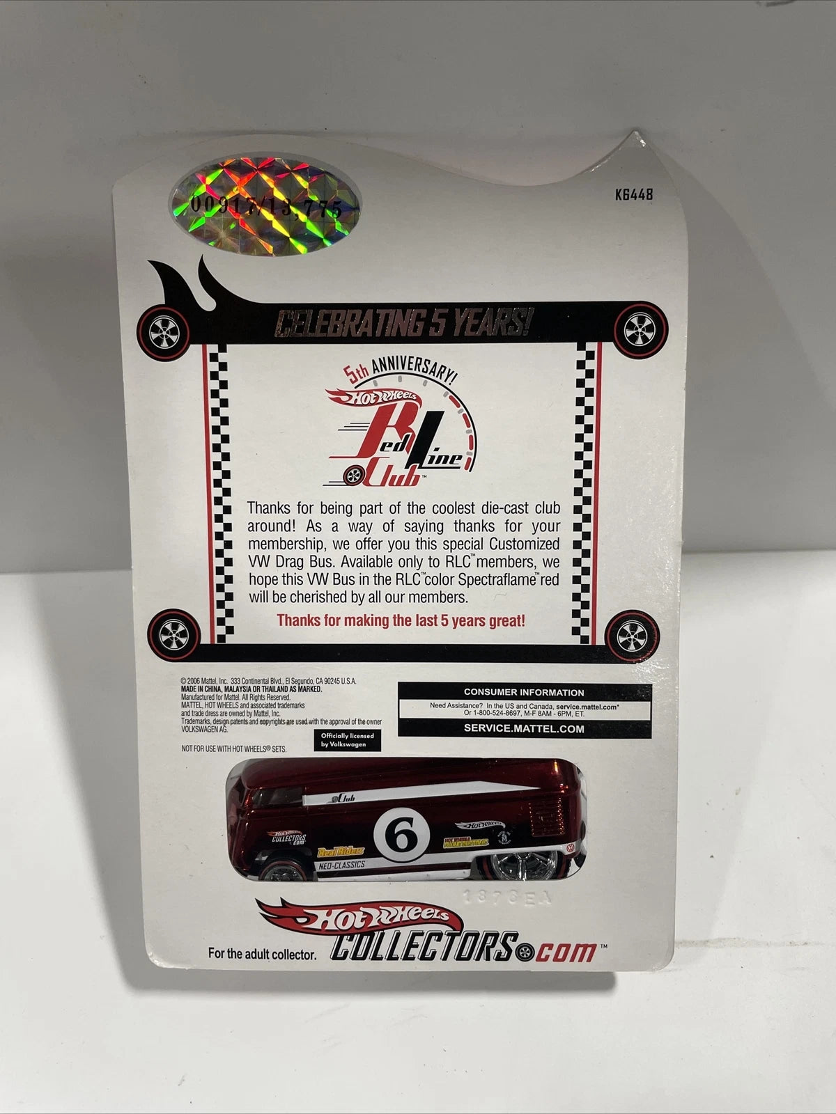 Hot Wheels Redline Club RLC Exclusive 2006 Customized VW Drag Bus 00917/13775