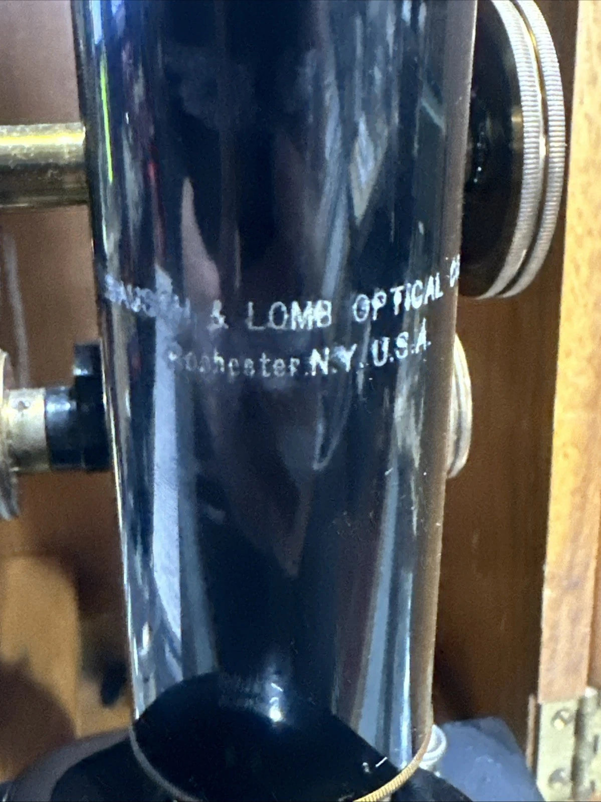 Antique Bausch & Lomb Optical Co Microscope 4mm 19mm 16mm Lens With Old Film