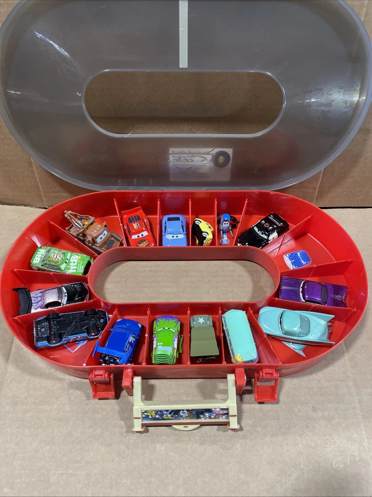 Disney Cars Race Case Track Carry Case Lot Of 15 Missing Doc Hudson Original Car