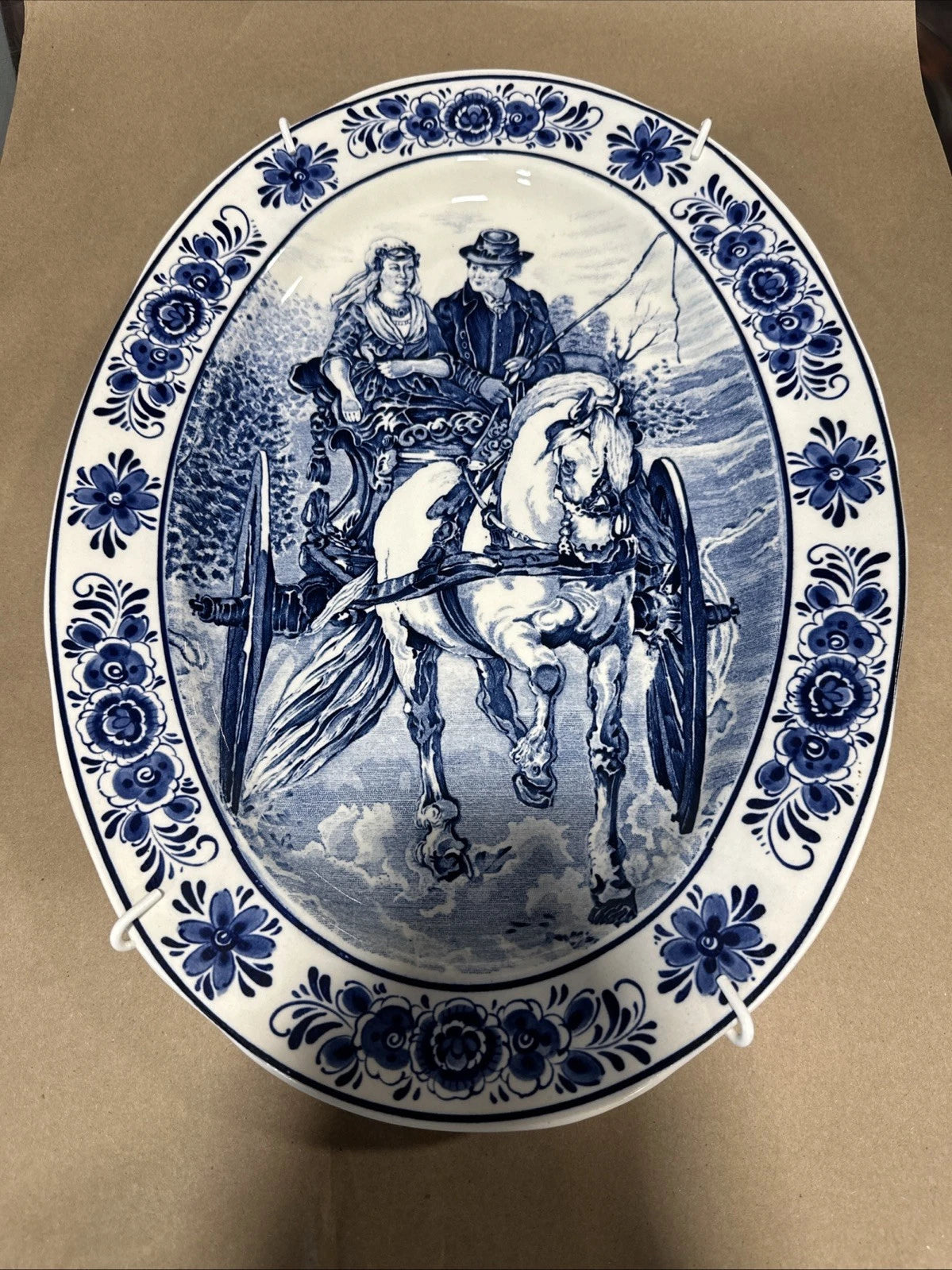 Allerton England Willow Blue and White Oval Ceramic Platter Decorative