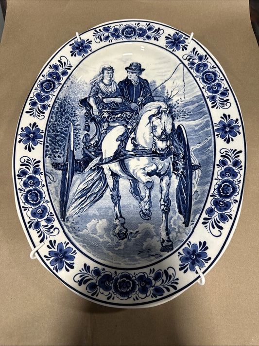 Allerton England Willow Blue and White Oval Ceramic Platter Decorative