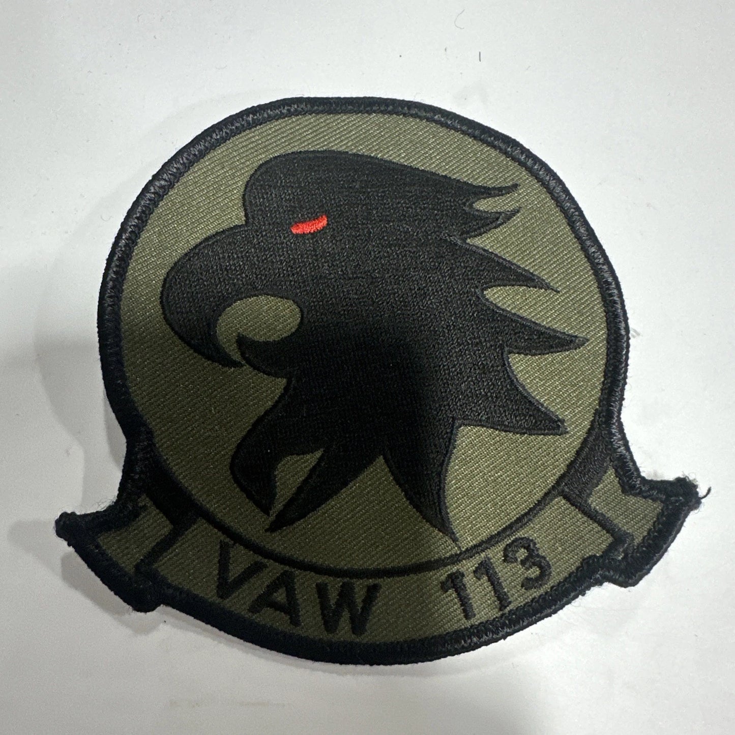 4" NAVY VAW-113 SQUADRON OCP OD BLACK EAGLES EMBROIDERED HOOK & LOOP PATCH