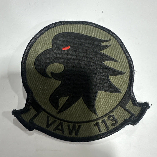 4" NAVY VAW-113 SQUADRON OCP OD BLACK EAGLES EMBROIDERED HOOK & LOOP PATCH