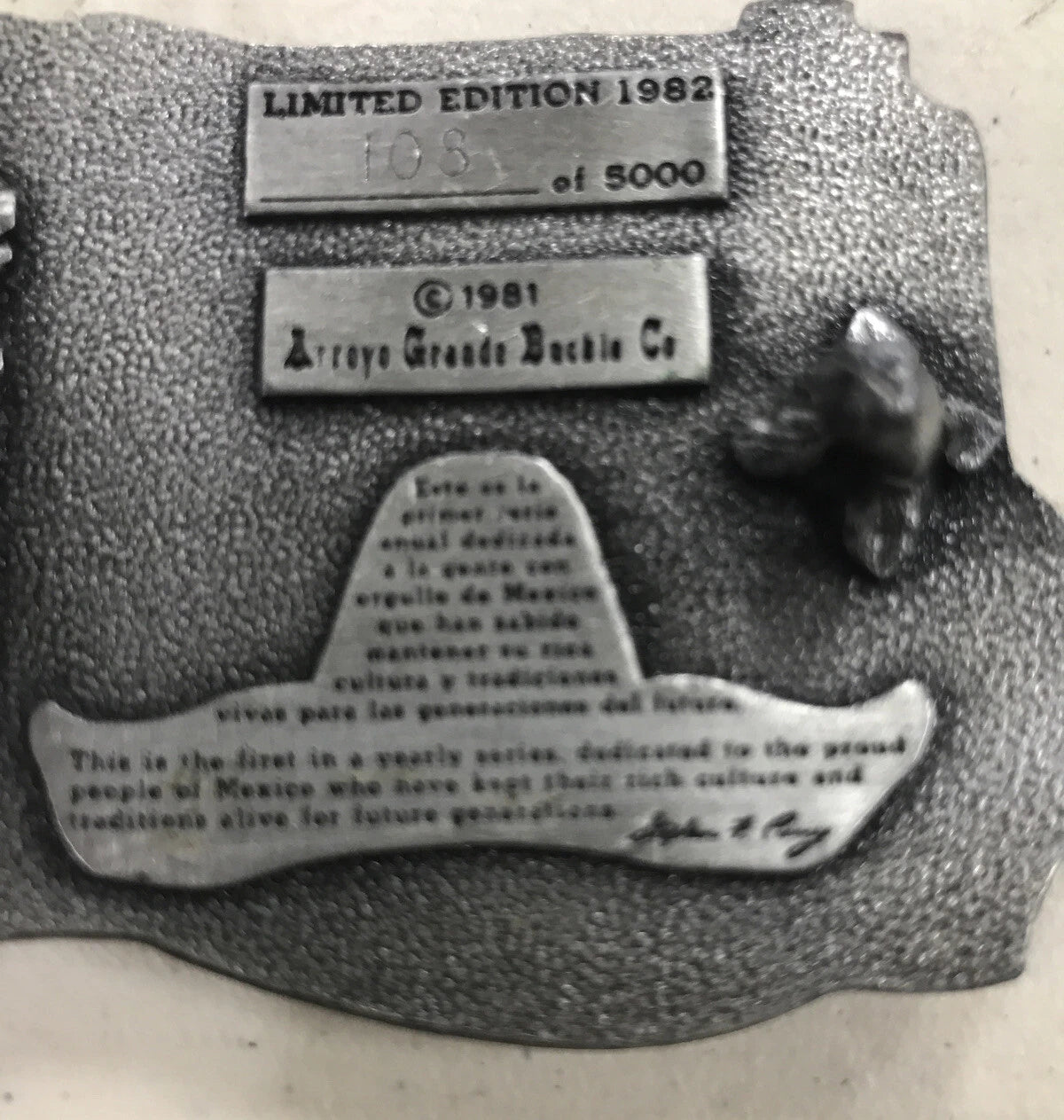 Mexico 1982 Commemorative Limited Edition Belt Buckle
