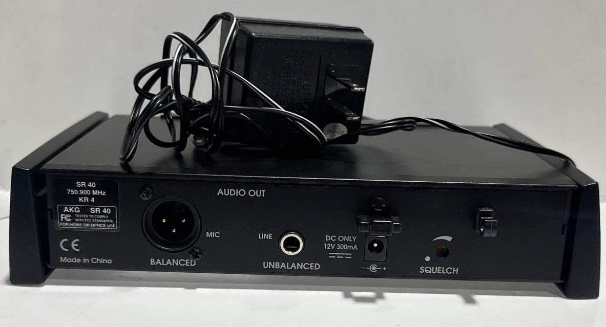 AKG UHF SR40 Wireless Receiver 750.900 MHz tested with power adapter