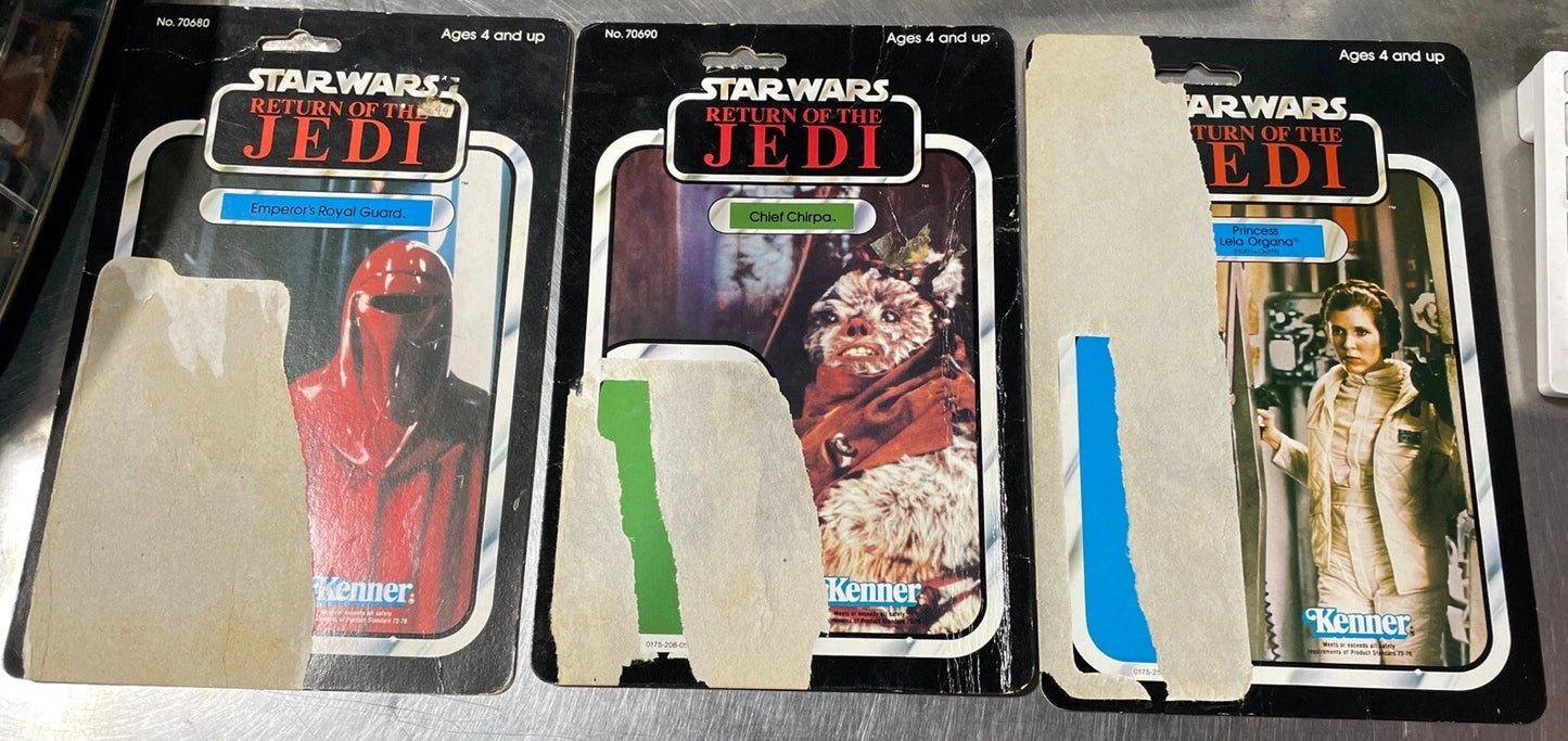 Star Wars Kenner Backing Card, Return of the Jedi, Empire Strikes Back 12 Pieces
