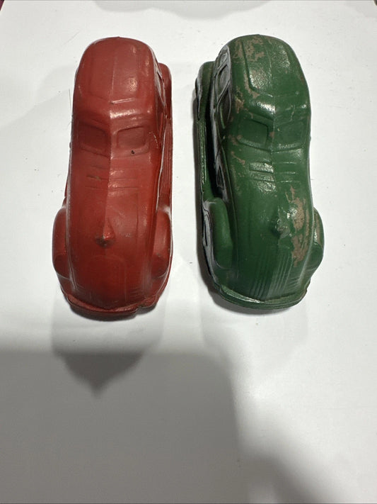 Vintage Red & Green Rubber Chrysler Airflow Car White Rubber Wheels 4” Barberton
