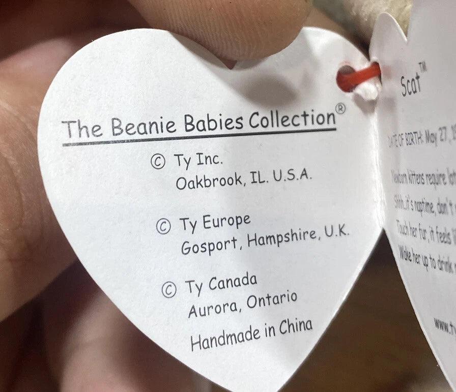 RARE VINTAGE TY Beanie Baby "Scat The Cat" 1999 Retired ☆☆ERRORS☆☆