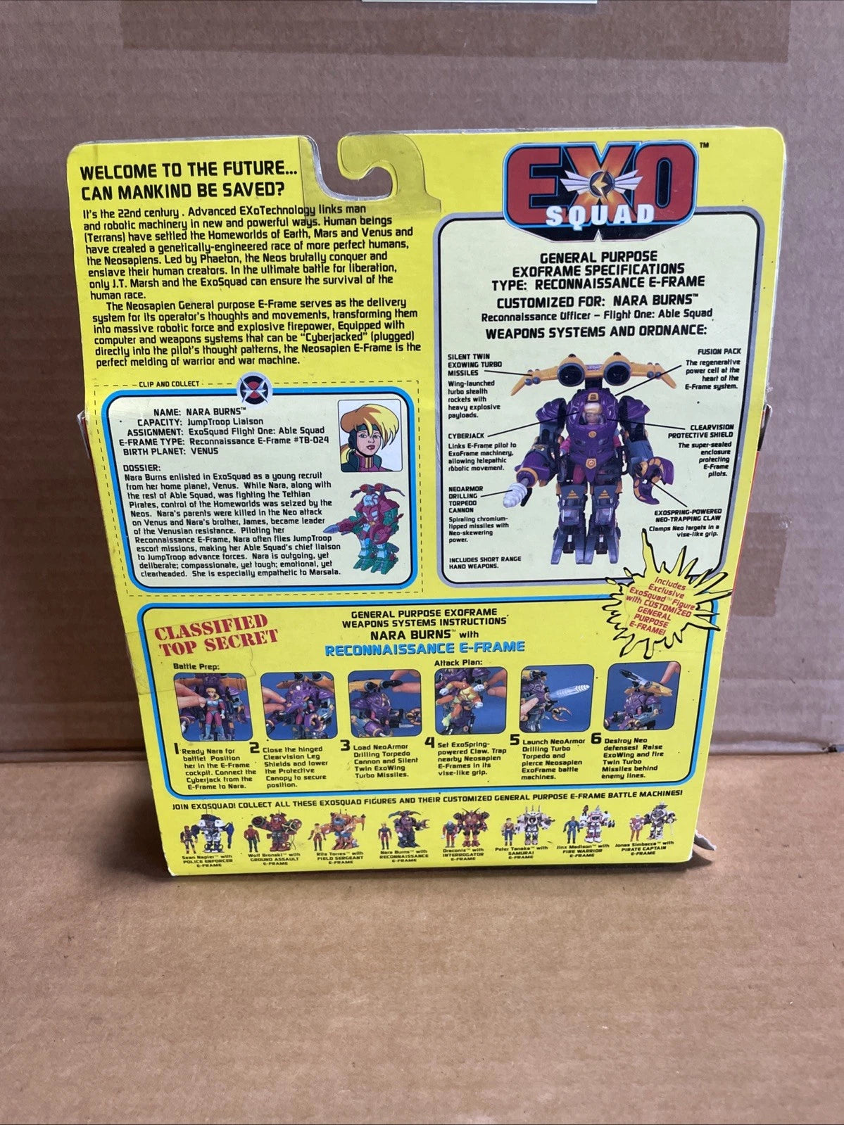 1995 Playmates Exo Squad Nara Burns Reconnaissance E-Frame In Box Sealed