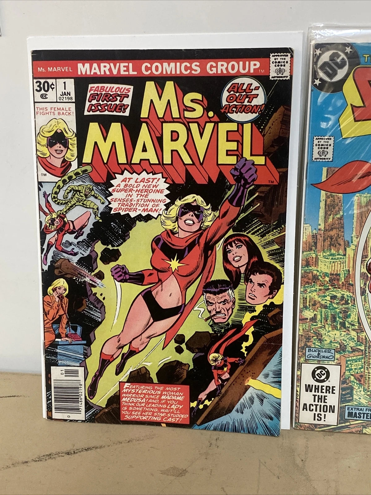 2 - MS. MARVEL # 1 JAN. 1977 (MARVEL BRONZE AGE) & SUPERGIRL #1 NOV 1st ISSUE