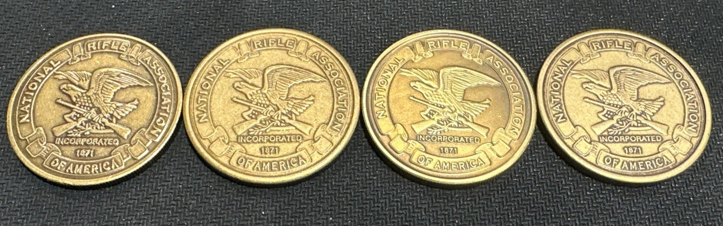 NRA Token Coins Luger, Browning Rifle, Thompson, And Grizzly Coin Lot
