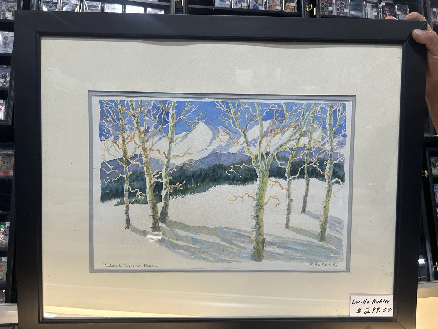 LUCILLE KIRKLEY WINTER SNOW SCENE ORIGINAL WATERCOLOR LANDSCAPE PAINTING