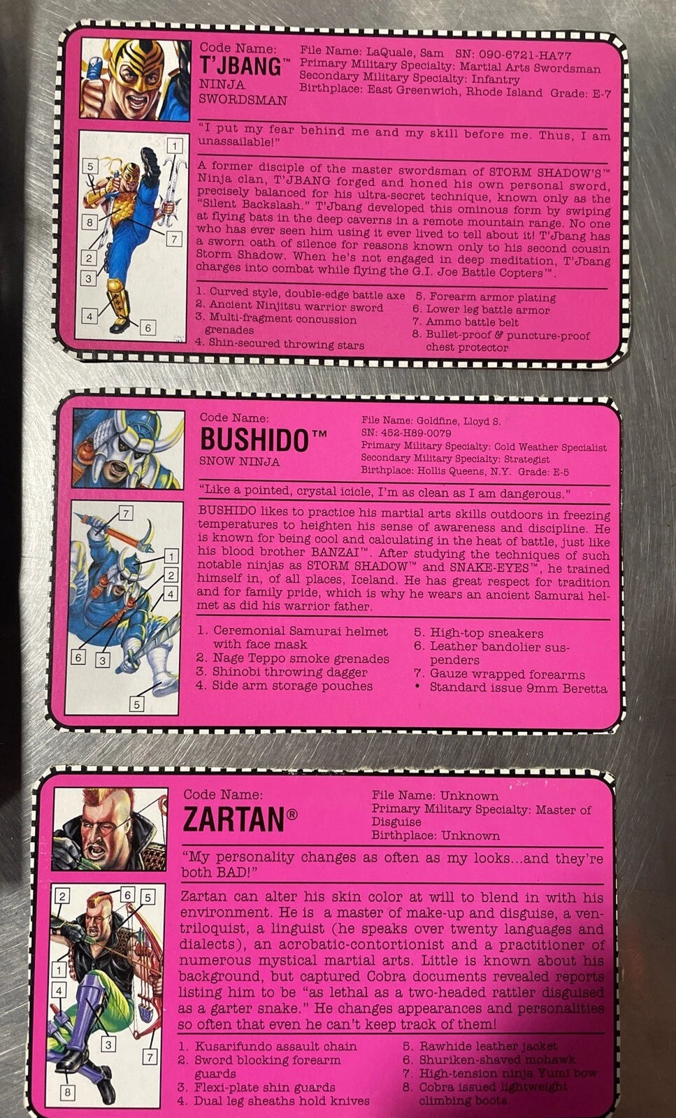 GI/G.I. JOE FILE CARD - T' JBANG - Hasbro vintage