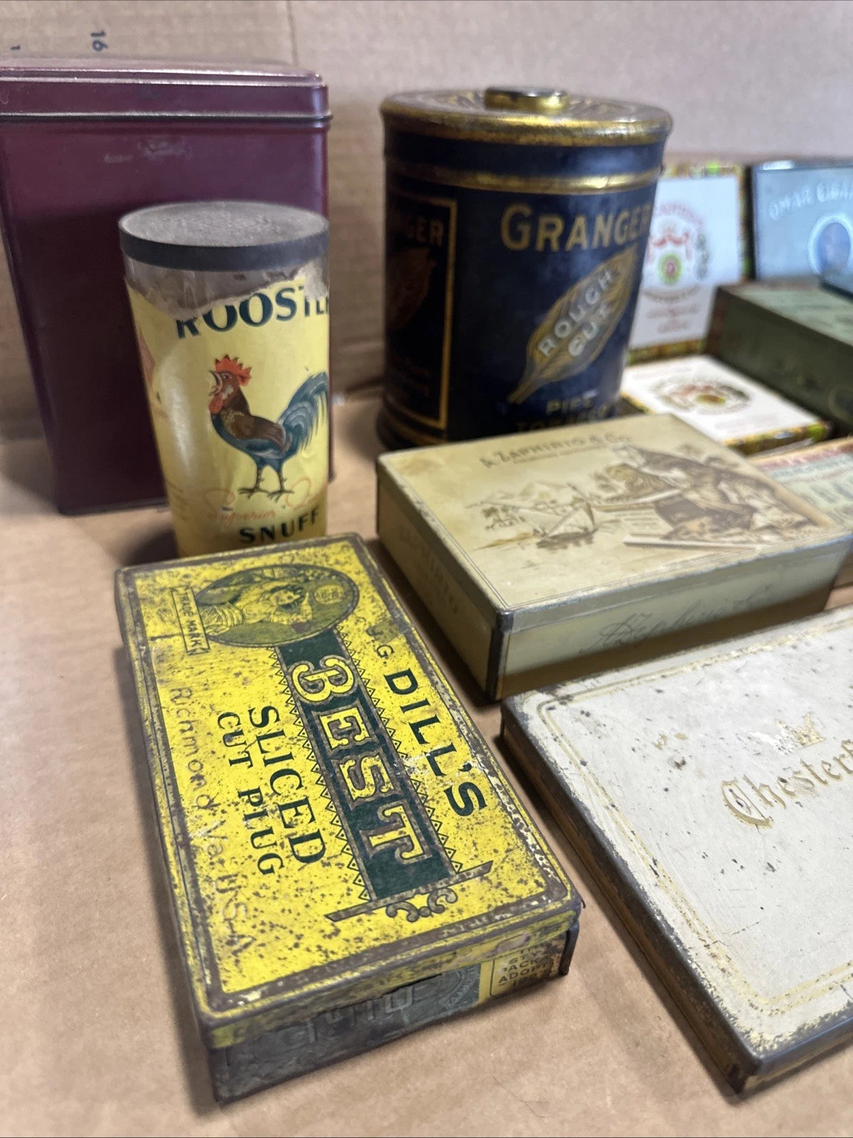 Antique Tobacco Tin Collection Lot 20 Cigar Cigarette Pipe Assorted Empty RARE