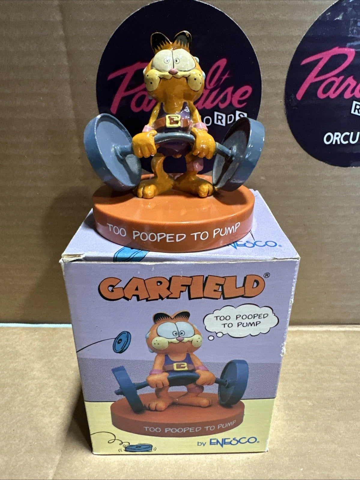 RARE Vintage 1978 “Pumpin Iron” Garfield Figurine Figire By ENESCO w/ Box