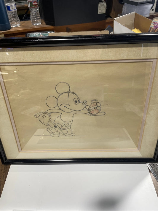 Original Animated Pencil Drawing Of Mickey Mouse From SOCIETY DOG SHOW 1939 COA