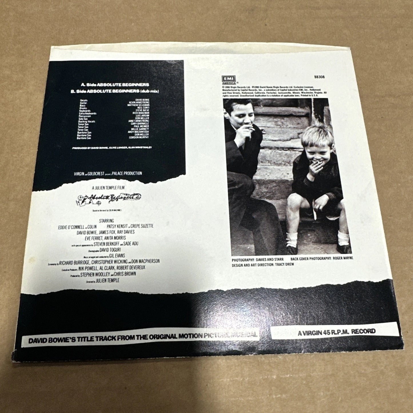 OPENED- EMI AMERICA RECORDS- DAVID BOWIE "Absolute Beginners" 7-INCH SINGLE